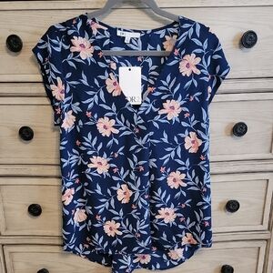 DR2 Women's Floral Navy Top